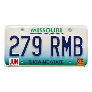 2001 Missouri License Plate #279RMB