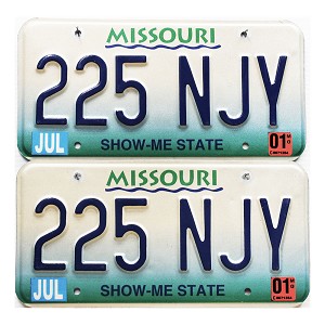 2001 Missouri License Plates Pair #225NJY