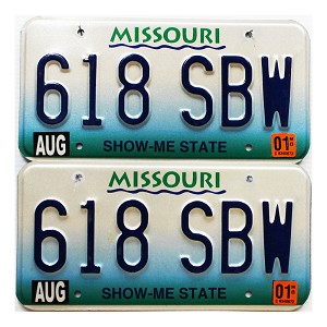 2001 Missouri License Plates Pair #618SBW