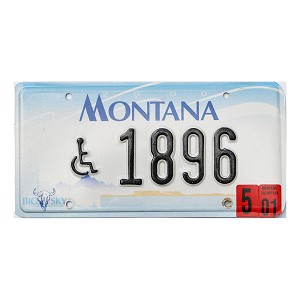 2001 Montana Disabled License Plate #1896