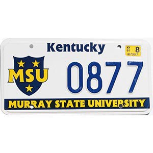 2001 Murray State University License Plate #877