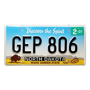 2001 North Dakota License Plate #GEP806
