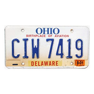 2001 Ohio License Plate #CIW7419