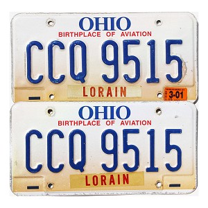2001 Ohio License Plates Pair #CCQ9515