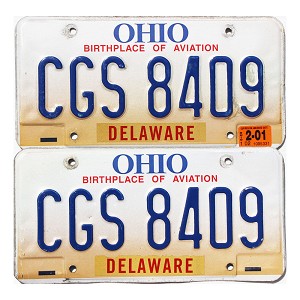 2001 Ohio License Plates Pair #CGS8409