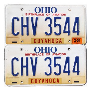 2001 Ohio License Plates Pair #CHV3544