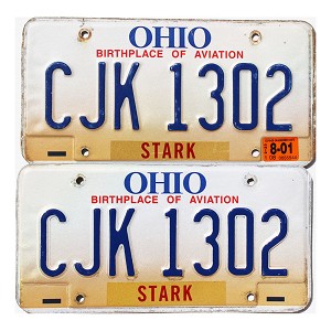 2001 Ohio License Plates Pair #CJK1302