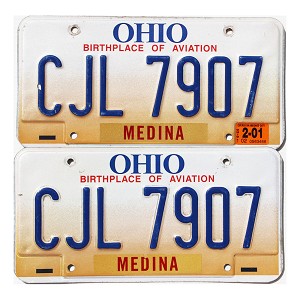 2001 Ohio License Plates Pair #CJL7907