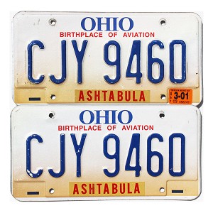 2001 Ohio License Plates Pair #CJY9460