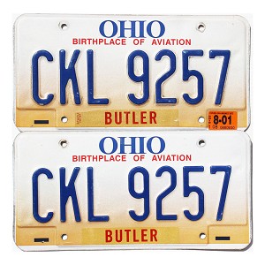 2001 Ohio License Plates Pair #CKL9257