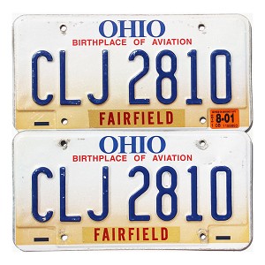 2001 Ohio License Plates Pair #CLJ2810