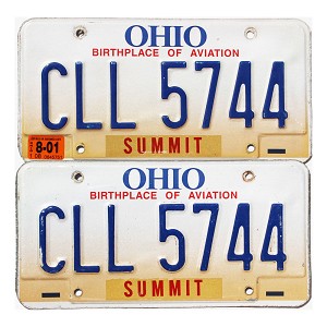 2001 Ohio License Plates Pair #CLL5744
