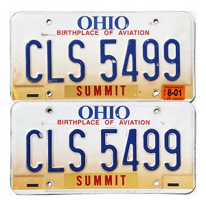 2001 Ohio License Plates Pair #CLS5499
