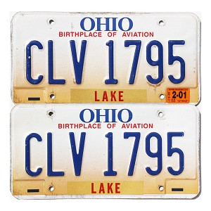 2001 Ohio License Plates Pair #CLV1795