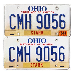 2001 Ohio License Plates Pair #CMH9056