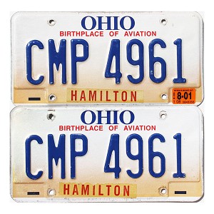 2001 Ohio License Plates Pair #CMP4961