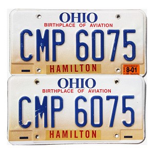 2001 Ohio License Plates Pair #CMP6075