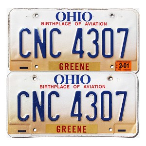 2001 Ohio License Plates Pair #CNC4307