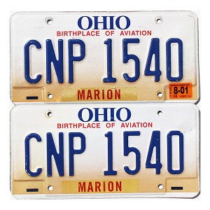2001 Ohio License Plates Pair #CNP1540