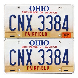 2001 Ohio License Plates Pair #CNX3384