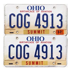 2001 Ohio License Plates Pair #COG4913