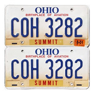 2001 Ohio License Plates Pair #COH3282