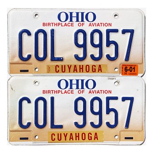 2001 Ohio License Plates Pair #COL9957