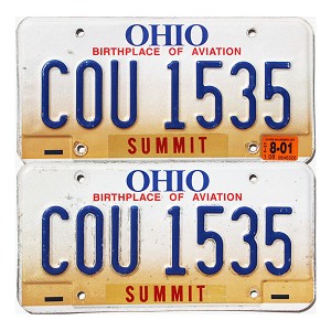 2001 Ohio License Plates Pair #COU1535