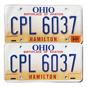 2001 Ohio License Plates Pair #CPL6037