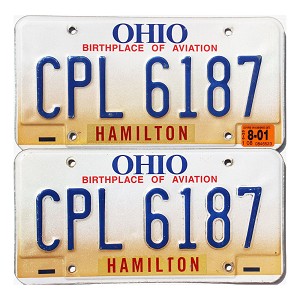 2001 Ohio License Plates Pair #CPL6187