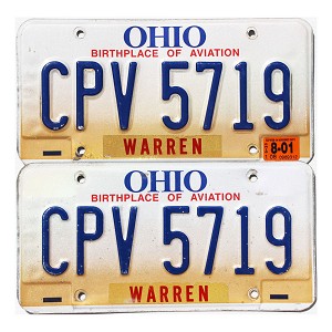 2001 Ohio License Plates Pair #CPV5719