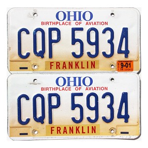 2001 Ohio License Plates Pair #CQP5934