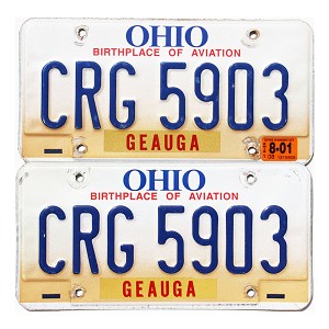 2001 Ohio License Plates Pair #CRG5903