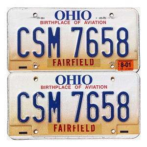 2001 Ohio License Plates Pair #CSM7658