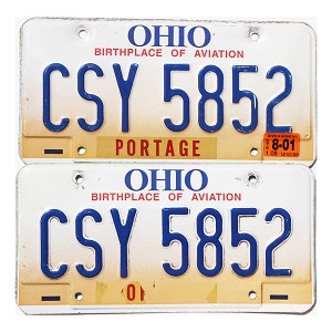 2001 Ohio License Plates Pair #CSY5852