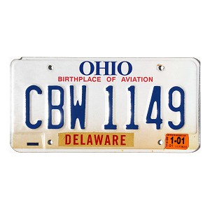 2001 Ohio License Plate #CBW1149