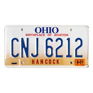 2001 Ohio License Plate #CNJ6212