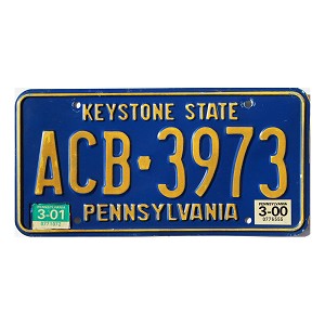 2001 Pennsylvania License Plate #ACB3973