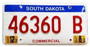 2001 South Dakota Commercial License Plate #46360B