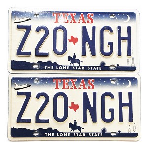 2001 Texas License Plates Pair #Z20NGH