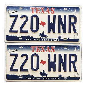 2001 Texas License Plates Pair #Z20WNR