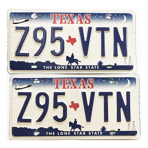 2001 Texas License Plates Pair #Z95VTN