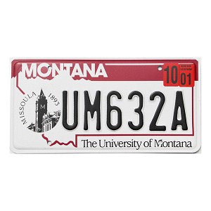 2001 University Of Montana License Plate #UM632A