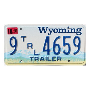 2001 Wyoming Trailer License Plate #94659