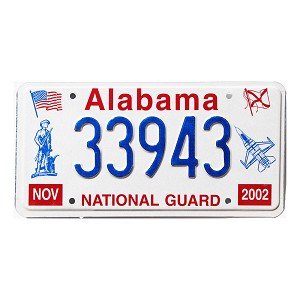 2002 Alabama National Guard License Plate #33943
