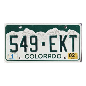 2002 Colorado License Plate #549EKT