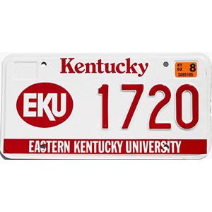 2002 Eastern Kentucky University License Plate #1720