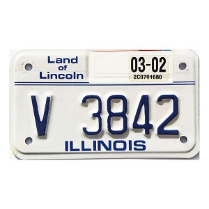 2002 Illinois Motorcycle License Plate #V3842