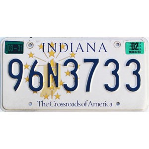 2002 Indiana License Plate #96N3733