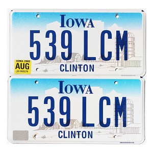 2002 Iowa License Plates Pair #539LCM
